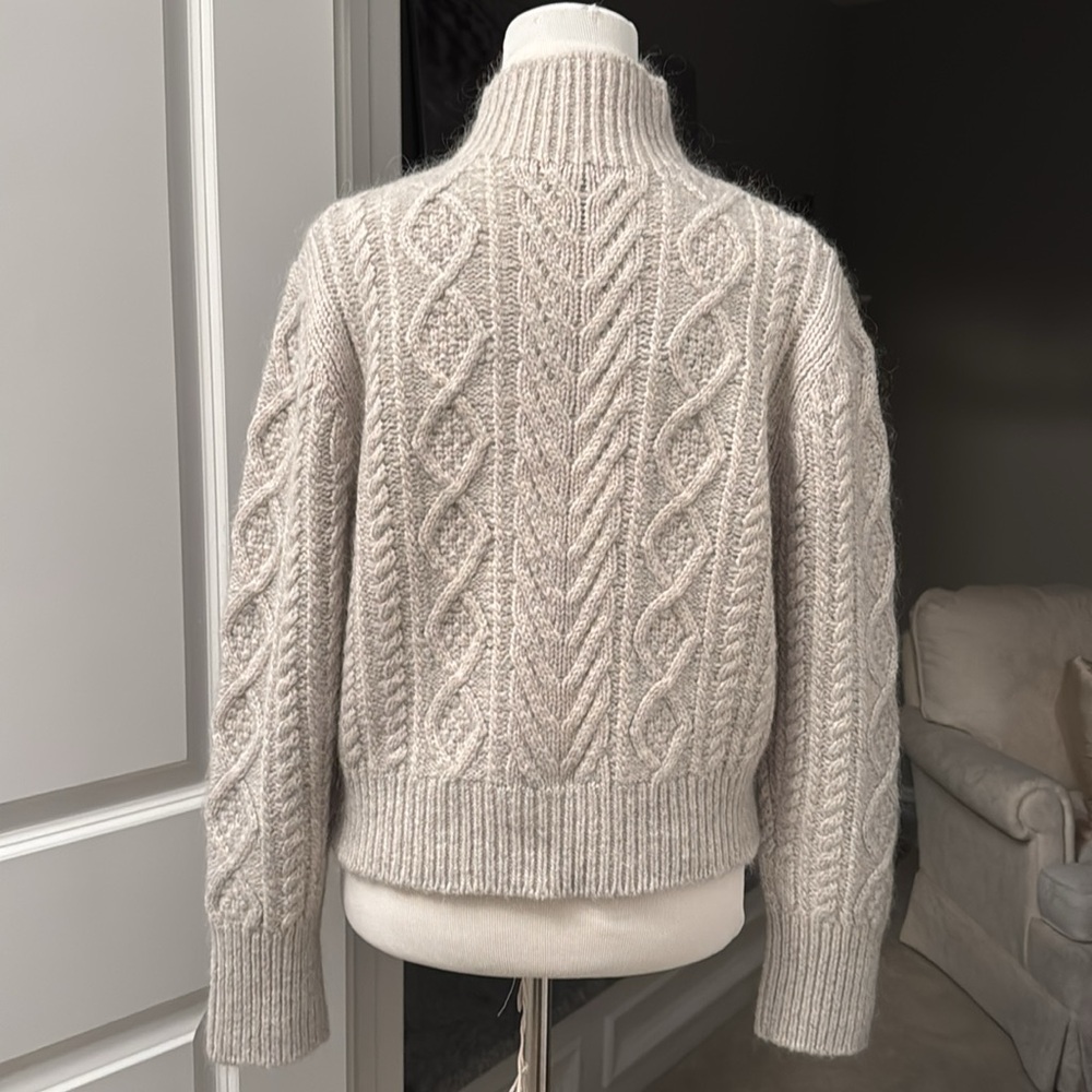 NWT rag & bone Brody Turtleneck Cable Knit Boxy Sweater Wool Angora blend Sz S - Picture 4 of 10